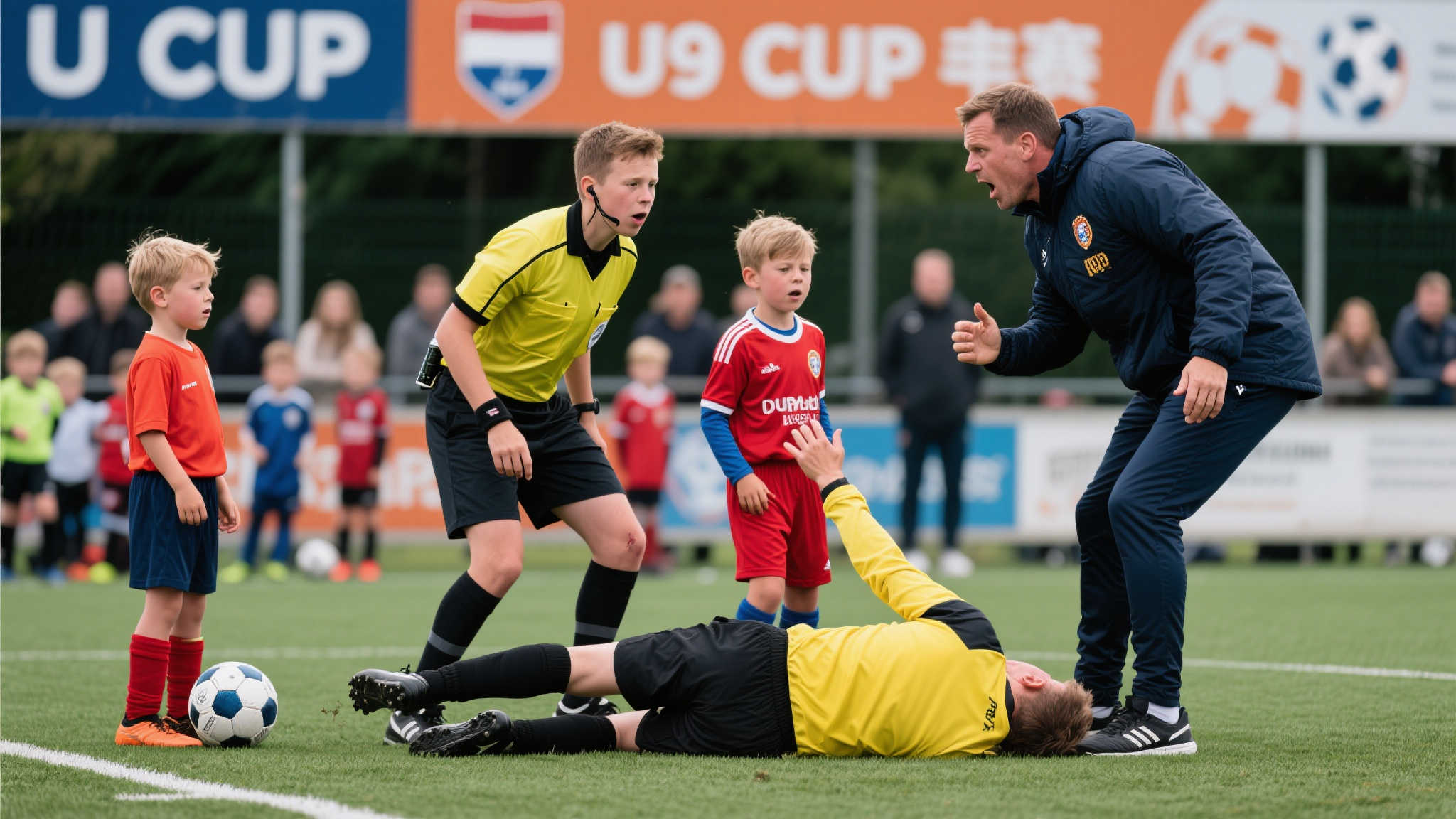 荷兰U9杯赛惊魂：教练一拳击倒主裁判